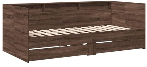 vidaXL Tagesbett, Gästebett mit 2 Schubladen mit Rollen, Schlafsofa für Schlafzimmer, Bettsofa Sofabett Daybed Bett, Braun Eichen-Optik 75x190cm Holzwerkstoff