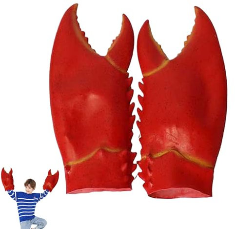 Krabbenklauen Handschuhe 1 Paar natürlicher Latex lustiger Hummerkrallen 14.17x7,87 Zoll Riesenkrallen Cosplay -Handschuhe Krabbenkostüm für Halloween -Requisiten Geschenk, lustige Kostüme, Krabben