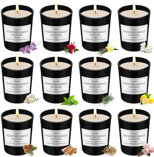 Candle Duftkerzen im Glas | Duftkerze Geschenkset aus 12 Düft Kerze für Frauen mit 180 Stunden Langer Brenndauer & Sojawachs Duftkerze Set Kleine Geschenke für Frauen Geburtstag Muttertag Weihnachten