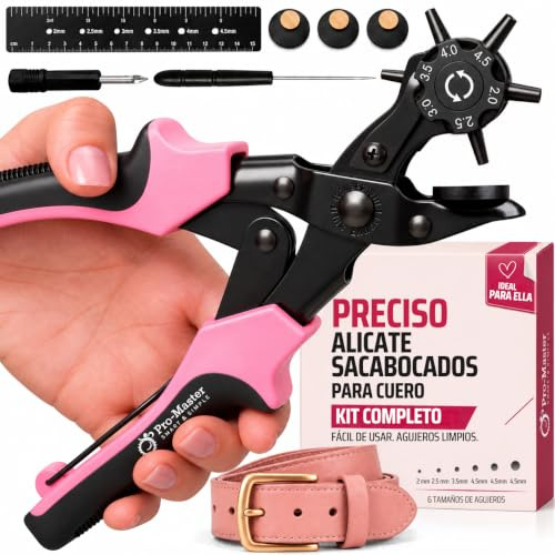 PRO-MASTER Pince à Trous pour Ceintures en Cuir | PRÉCISE & MANIABLE | Plus de contrôle, moins d’effort • Prise en main facile • Trous nets et précis • Polyvalente pour cuir, caoutchouc et tissu