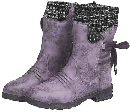 e inverno, tacco basso, lacci, rotondi, di media lunghezza, da donna, scarpe da donna décolleté 41, Lilla, 43 EU