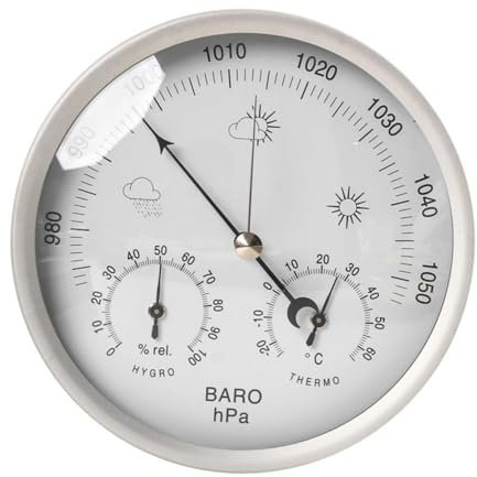 Barometro da parete in ottone da 132 mm, barometro per la casa, 3 in 1, multifunzione, barometro, termometro, igrometro, barometro, per esterni