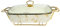 Reldor Ceramic Food Warmer with Gold Wire Stand and Lid for Heat & Moisture Retention, 15 Inch Rectangular Chafing Dish for Buffet, Ideal for Weddings, Parties, Catering Events (White)