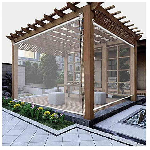 QHLTY Rideau Bâche Transparent Résistant Aux Intempéries avec Fermeture Éclair Store Enrouleur PVC Pergola, pour Canopée, Balcon(1.4x2.3m/4.59x7.54ft)