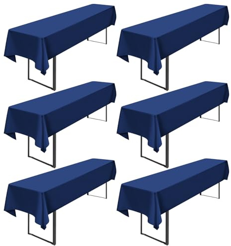 Pesonlook 6 Stück Marineblaue Biertisch Tischdecke Dick 200GSM,250 x 100cm | Tischdecke Bierzeltgarnitur Universal für 50 cm und 70 cm Biertisch, Waschbar Rechteckige Tischdecke für Partys im Freien