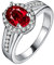 Uloveido Weißes Gold Überzogener Roter Stein Ring für Frauen Mode Ring für Hochzeit Engagement Jahrestag Versprechen Ring für Mädchen Frauen PJ139