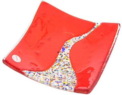 Murano Klimt Quadratischer Zierteller - Rot