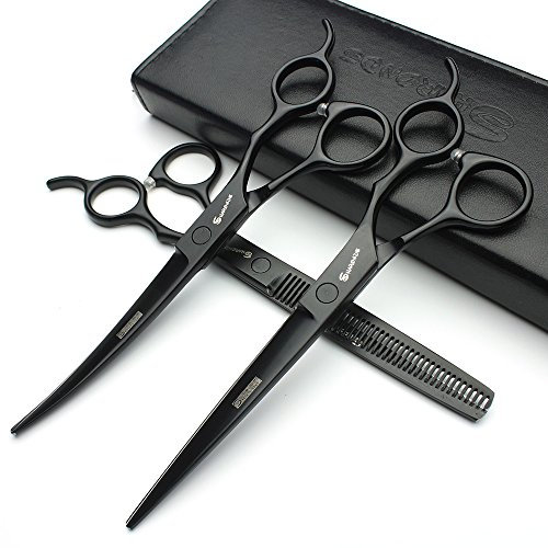 6 Zoll/ 7 Zoll Haarschneideschere set,haarschere,ausdunnschere SHARONDS 440C Schwarz (7 zoll 3Stück-A)