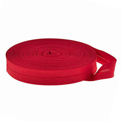 25m Baumwoll-Schrägband uni 20mm breit gefalzt Einfassband 50 Farben wählbar, Farbe:rot