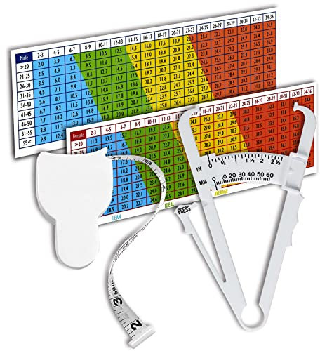 CZ Store Körperfettzange -✮LEBENSLANGE GARANTIE✮- Genaue Messwerte - Fettmesszange, Anleitung, Interpretationstabelle, Trainingsanleitung, Maßband - Gerät zur Körperfettanalyse/Gewichtskontrolle