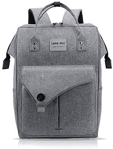 Lekesky Rucksack Damen Herren für Schule Uni Reisen Freizeit Job mit Laptopfach & Anti Diebstahl Tasche, Grau