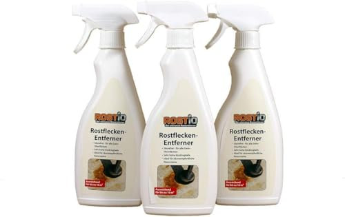 3 x Hocheffektiver Rostentferner für Stein Reiniger von Rostio | Rostflecken-Entferner für Stein, Marmor, Granit, Beton, Fliesen und Terrasse