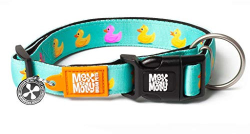 Max & Molly Gotcha! Hundehalsband Halsband Hund mit Smart ID, gepolstertes Neopren Halsband mit Design für mittelgroße Hunde, wasserdicht, bequem, verstellbar, Ducklings, M