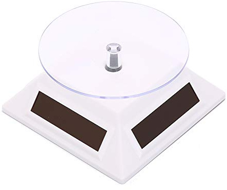 Soporte giratorio alimentado por energía solar, 4 colores, funciona con pilas solar/AAA, vitrina de 2 formas, giratorio de 360 grados, organizador de joyas, soporte de exhibición