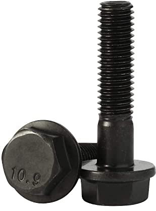 M6 x 35 mm Flansch-Sechskantschrauben, Flansch, Sechskantschrauben, Halbgewinde, Stahllegierung, schwarzes Oxid-Finish, Menge 10