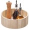 iDesign Plato giratorio para la cocina con el borde alto, bandeja giratoria para especias de madera de paulownia, versátil organizador de cocina para estantería o armario, beige