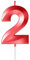 Metallic Red 2 Number Numeral Candles - Birthday Cake Topper