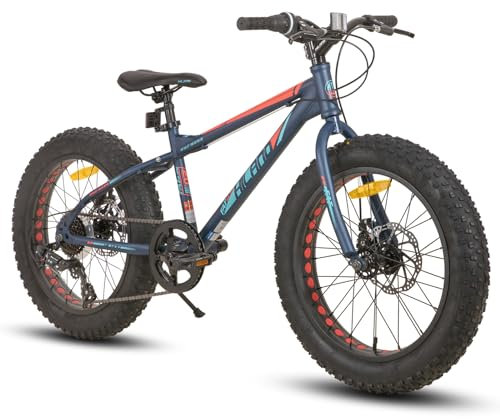 Hiland 26 Zoll Fat Tire Mountainbike für Jungen und Mädchen, 7-Gang Mountainbike, Doppelscheibenbremse, Strand und Schnee Fahrrad, Blau