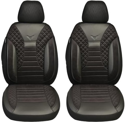 BREMER SITZBEZÜGE Maß Auto Schonbezüge kompatibel mit Mercedes Sprinter W907/910 Fahrer & Beifahrer Set ab 2018 / Auto Schonbezug Velour Kunstleder Set 2er Pack in Schwarz (PS803)