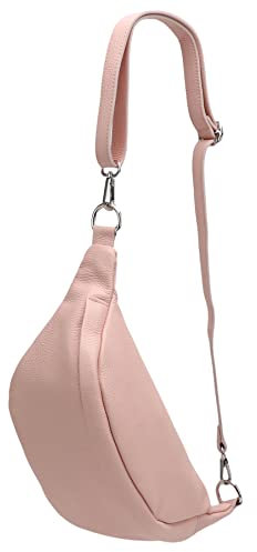 SH Leder ® Marie G528 - Sac banane en cuir véritable - Unisexe - Pour festival, voyage - Taille moyenne - 32 x 17 cm, rose clair, m, Sac banane tendance