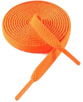 VSUDO 150 cm Cordones de Zapatillas Naranja Plano, 8mm Ancho Cordones de Zapatos Deporte Naranja, Orange Sneaker Shoelaces, Cordone Deportivos de Repuesto para Mujer o Hombre (1 Par-Naranja-150cm)