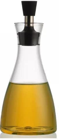 Liben Huile de cuisine ou de table pour huile ou vinaigre, verre borosilicate et acier inoxydable, noir, 1 pièce (300 ml)