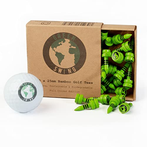Green Swing Bamboo Golf Tees 25mm | Strong Sustainable Biodegradable | 30pcs