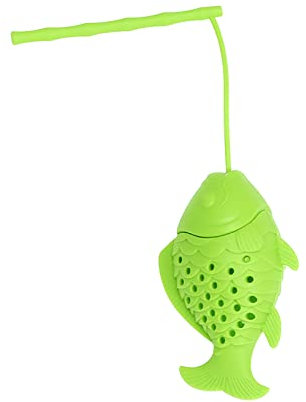 Silicone Tea Strainers Creative Fish Shape Loose Leaf Tea Infuser with Long Handle Lanyard Reusable Tea Interval Diffuser Tea Cup Filter for Herbal Teaware Brewing Accessorie Seal (Green, One Size)
