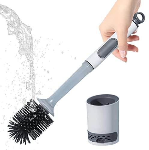 Refillable Toilet Brush Cleaner,Household Silicone Toilet Brush With Soap Dispenser | - Wall Mount Toilet Brush With Liquid, Long Handle Toilet Brush For Bathroom