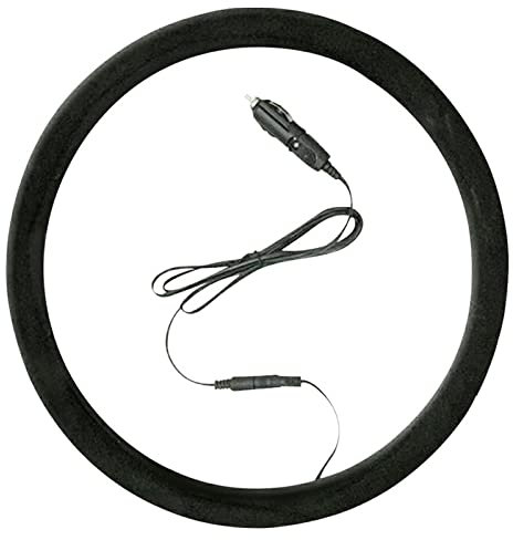 COYOUCO Beheizte Lenkradabdeckung, 15 Lenkradwärmer 12V Beheizte Autolenkradschutzabdeckung Für Winter Universal Fit Für PKW LKW Vans,Schwarz