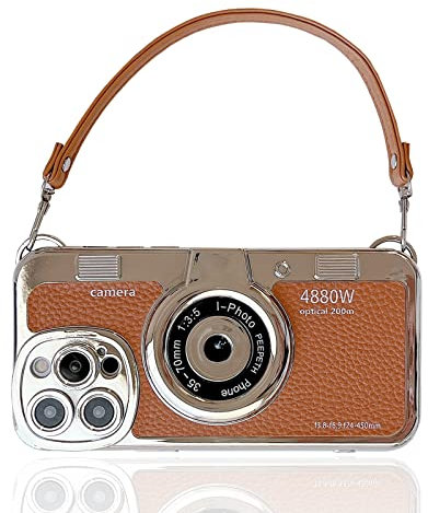 QoKcoahn Handyhülle für iPhone 11,Nette 3D Vintage Kamera Handyhülle mit Handschlaufe Einzigartige Coole Silikon TPU Fall Stoßfeste Schutzhülle Frauen Mädchen für iPhone 11 Braun
