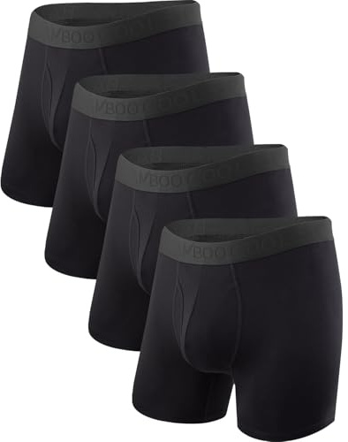 BAMBOO COOL Men's Underwear Boxer Briefs Soft Breathable Performance Underwear for Men 4 Pack (M)