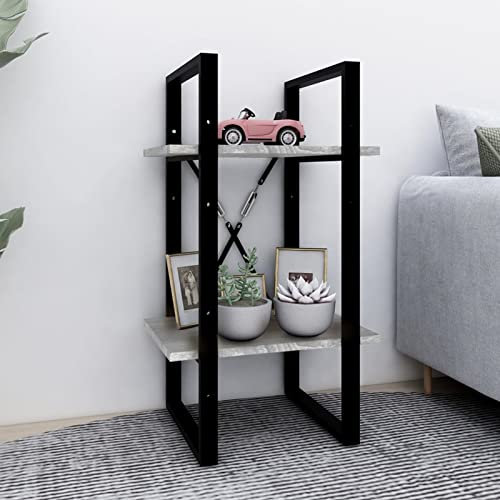 Chusui Bücherregal 2 Fächer, Raumteiler Regal, Standregal, Bookcase, Bücherwand, Büroregal, Regalbrett, Grau Sonoma 40x30x70 cm Holzwerkstoff