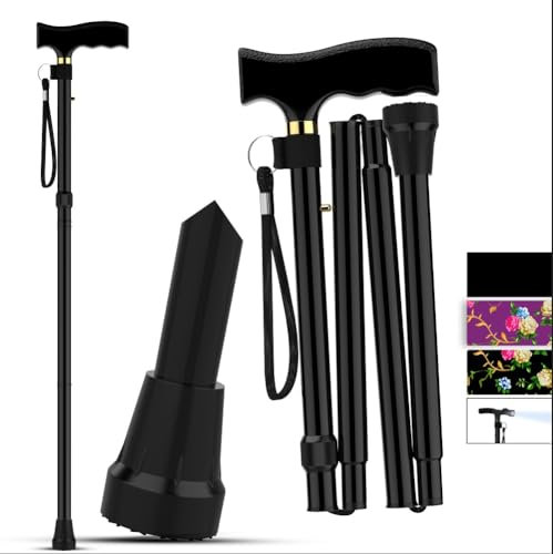 Andavari's Walking Sticks for Men - Handy, Lightweight, Easily Adjustable and Foldable Walking Stick - Walking Sticks for Women for Confident Mobility and Enhanced Stability (Black)