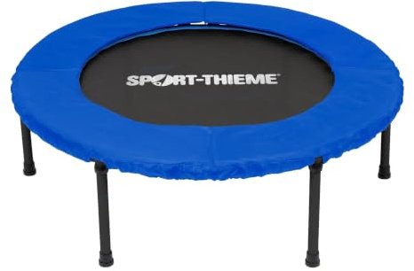 Sport-Thieme Trampolin Fix Pro | Einzelaufhängung der 8mm Gummiseile | Abschraubbare Standfüße | Für Vereine, Studios u. Therapie | Schwarz-Blau | Pulverbeschichteter Stahl
