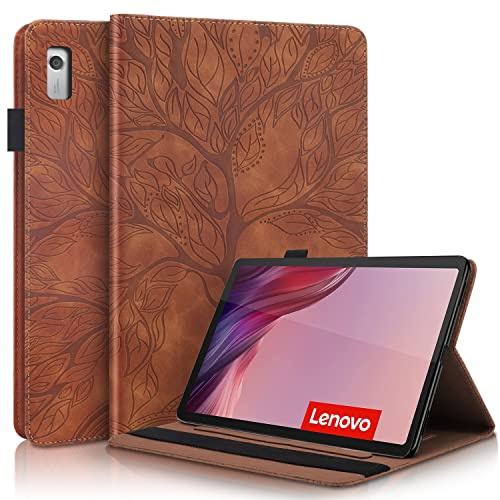 Succtopy Coque pour Lenovo Tab M9 HD 9 Pouces TB310FU 2023 PU Cuir Cover Tablette Housse de Protection Porte-Crayons Portefeuille Tablet Étui pour Lenovo Tab M9 HD 2023 9 Pouces Marron