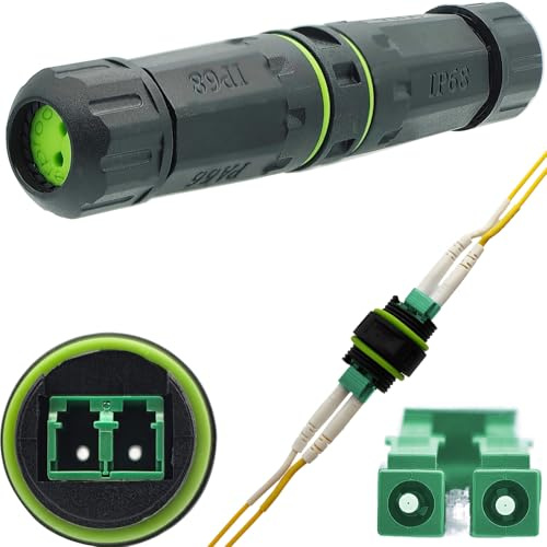 CTRICALVER LC Waterproof Fiber Optical Connector, IP68 Outdoor Waterproof Connector, LC to LC Duplex Fiber Optic Cable Couplers (1 Pcs)