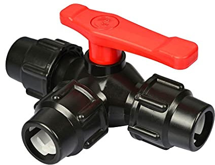 Doppelanschluss-Kugelhahn, 3-Wege-Umschaltventil, Kugelhahn, Schlauchverteiler, 1 Stück 3-Wege-Kugelhahn, 1/2 Zoll, 3/4 Zoll, 1 Zoll, 1,2 Zoll, 1,5 Zoll Innendurchmesser, Kunststoff-Schnellanschluss-T