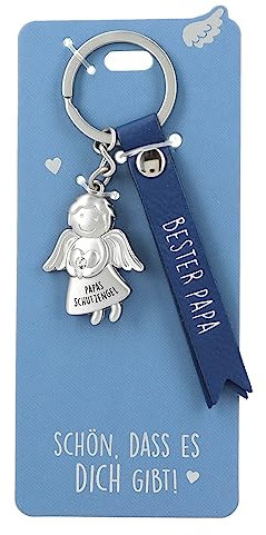 Depesche 11770-004 - Schutzengel Schlüsselanhänger aus Metall, Glücksbringer mit liebevoller Botschaft und Kunstlederband, Hellblau