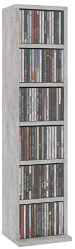 Homgoday Armoire à CD avec 6 Compartiments, Bois D'ingénierie Tour CD, Meuble de Rangement DVD, ÉTagère CD et DVD pour Salon, Chambre, Bureau