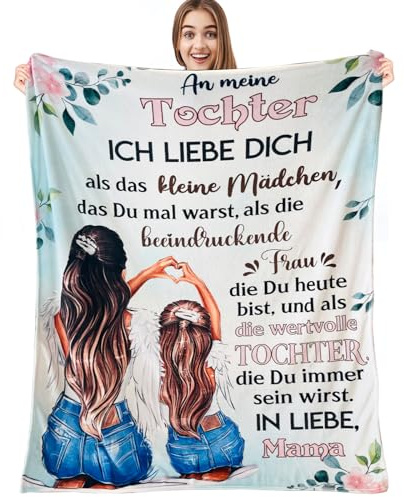 Kuscheldecke Brief an Meine Tochter - Super Weiche Flanelldecke für Sofa, Positive Ermutigung von Mutter, Geschenk für Geburtstag und Weihnachten