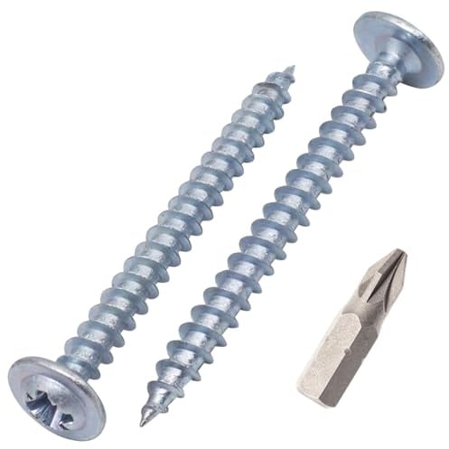 SKIR'CO (100 piezas) Tornillos para madera de acero galvanizado de 4,0 x 40 mm, tornillos para metal, cabeza de oblea, Pozidriv, autorroscantes