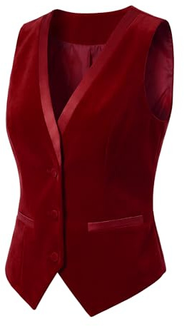 Allegra K Women Vintage Velvet Sleeveless Waistcoat | Faux pockets, lined. Suitable for Office, Party, Christmas. Steampunk style.
