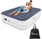 YITAHOME 2x1,5m Luftmatratze 2 Personen, Selbstaufblasend Luftbett mit Integrierter Elektrischer Pumpe, Aufblasbare Matratze Bett mit Tasche und Reparaturflicken für Gästezimmer, Weiß/Blaugrau