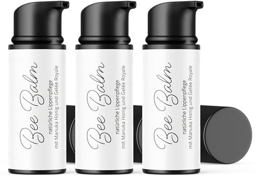 bedrop BeeBalm Lippenpflege Lippenbalsam im Pump-Spender mit Manuka Honig, Gelée Royale, Retinol - feuchtigkeitsspendend, Anti-Aging für Lippen & Nase 100% natürlich, 6ml (3x 6ml im Sparset)