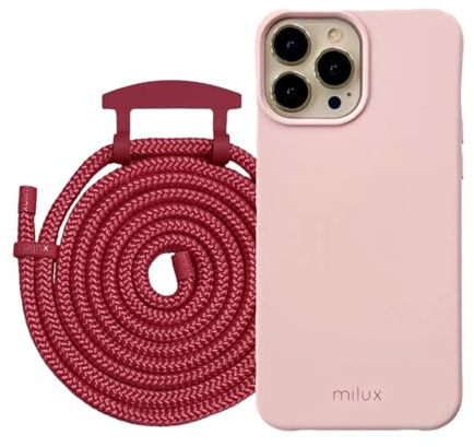 Handykette Phone Necklace mit Abnehmbarer Kordel Handyhülle – Modell Samsung Galaxy S9 (Rosa mit Kordel Himbeere)
