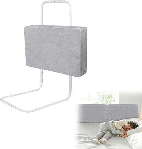 YRHome 50cm Kinderbettgitter Bettgitter Bettschutzgitter für Kinder Rausfallschutz Bett Kinderbettgitter 5-Loch Höhenverstellbar für Kinderbett & Familienbett Grau