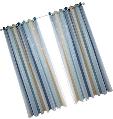 Levemolo Cortina Opaca Doble Capa 130x100 Cm Azul Degradado Estrellas, Cortina Bloqueadora Solar Aislante para Salón y Dormitorio, Protección Privacidad, Juego De 2 Piezas