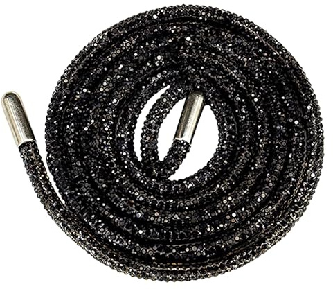 Jamron Un Pezzo 6MM Glitterati Lacci Rotondi per Scarpe con Strass Corda di Ricambio per Felpa con Cappuccio SN0712111-2 Nero 120CM