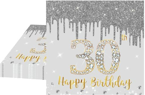 30th Serviettes Napkins,Sliver and Gold Serviettes 30th Birthday Napkins for Men Women,20Pcs Napkins Tableware,Tissue Luncheon Paper Napkin for Girls,Boys,Kids,Her,Him 30th Birthday Party Supplies